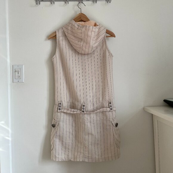 Vintage Y2k Cargo Hooded Zip Up Drop Waist Pocket Dress - Picture 6 of 8